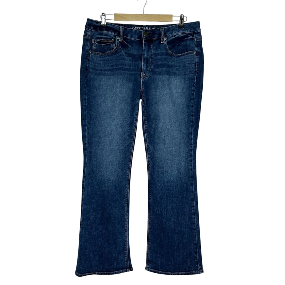American Eagle Cotton Blend Mid Rise Medium‎ Wash Vintage Boot Jeans 12R Cowgirl